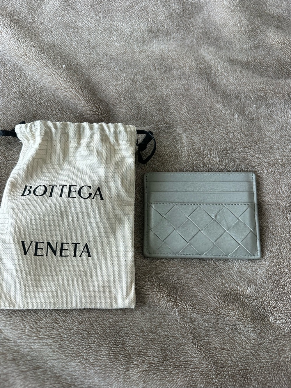 Bottega Veneta Gray Intrecciato Leather Card Holder